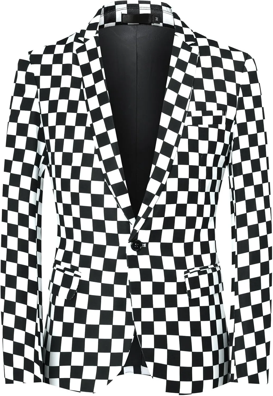 YFFUSHI Mens Slim Fit Suits 2 Piece Plaid Button Casual Formal Blazer Pants Set