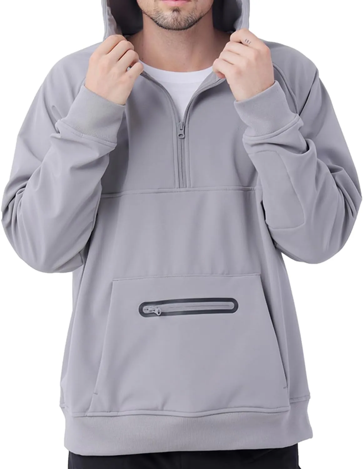 YINGJIELIDE Men's Rain Defender Loose Heavyweight Sweatshirt,Wind & Water Resistant Snow Jackets,Waterproof Fleece Hoodies