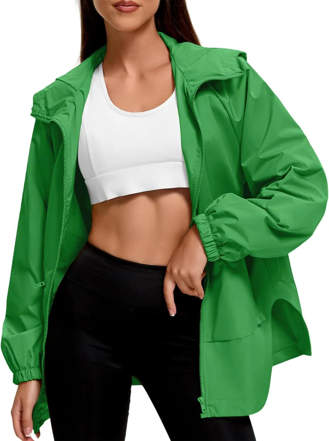 Zando Rain Jacket for Women Waterproof Lightweight Raincoat with Hood Packable Windbreaker with Pockets for Outdoor