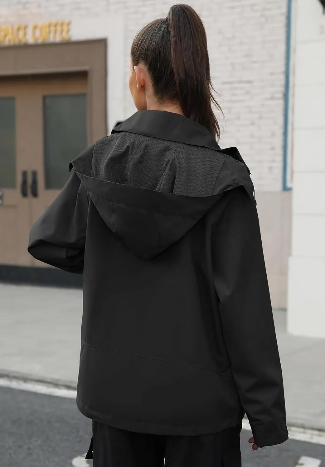 Zando Waterproof Rain Jacket Women Lightweight Raincoat for Women Loose Fit Windbreaker Jacket with Hood Hiking Outdoor