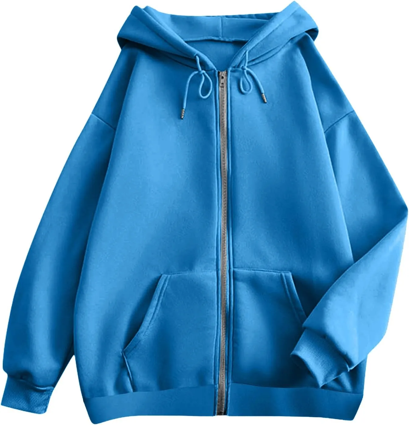 Zip Up Hoodie Women Long Sleeve Oversized Sweatshirt for Women Y2k Jacket with Pockets Fall Clothes 2024